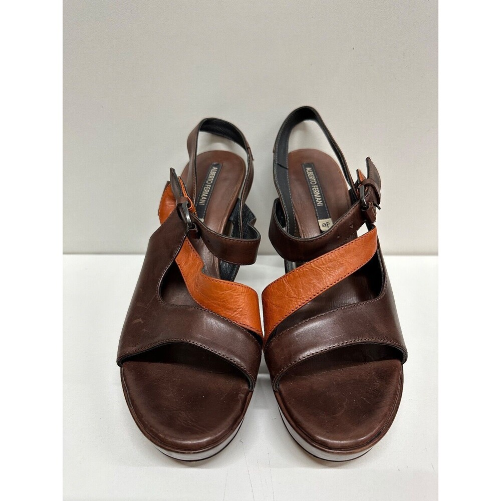 Alberto Fermani women size EUR39/US 8.5 brown leather strappy buckle heel sandal